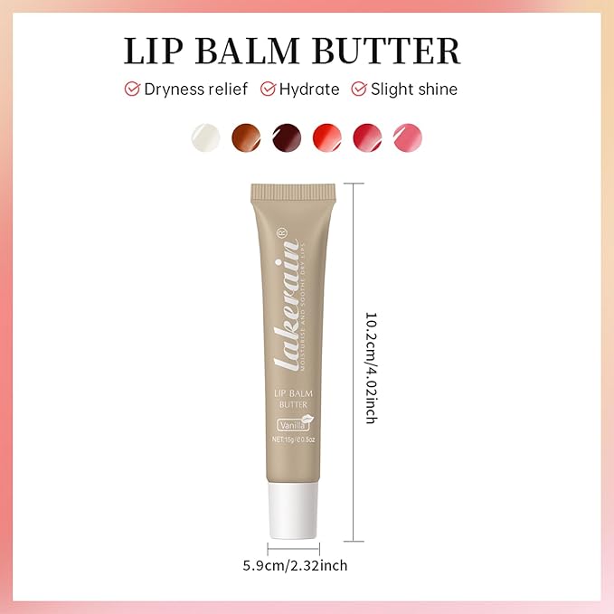 Erinde Lip Butter Balm, Moisture Hydration Lip Butter Gloss, Sheer Tinted Lip Mask and Lip Balm, Soothing Lip Treatment Care Makeup, Shine Lip Glow Oil for Dry, Chapped Lips, 01 Vanilla-Velvo Beauty