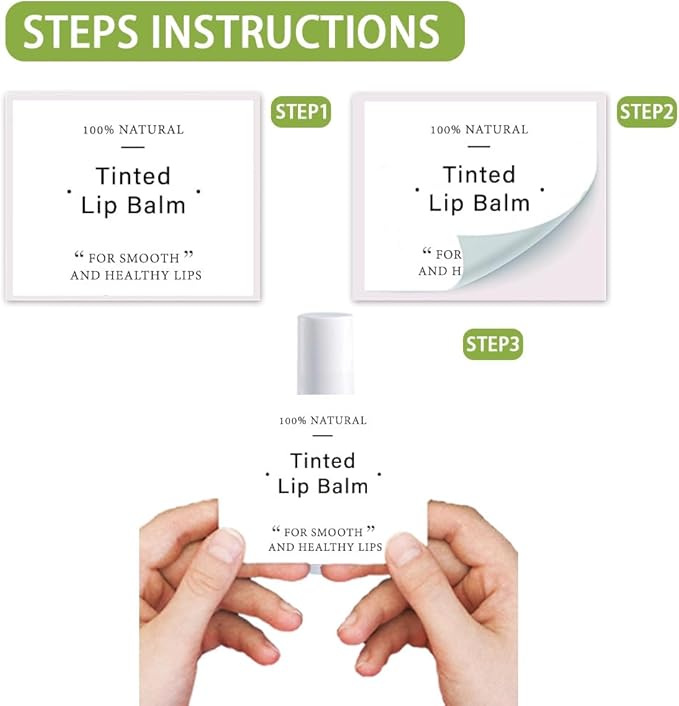 OLYCRAFT 100Pcs Self-Adhesive Lip Balm Tag Stickers 1.7x2.1 inch Waterproof Adhesive Label with Word Patterns Rectangle Lipstick Tag Sticker for Lip Balm Container Tubes Lipstick Wrapping Decoration-Velvo Beauty