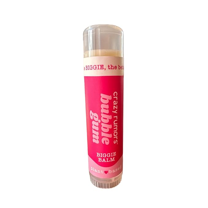 Crazy Rumors Biggie Bubble Gum Flavored All Natural, Plant Based Lip Balm to Moisturize and Nourish your Lips - Bubble Gum Tube 0.6 oz (4x Larger than standard 0.15 oz lip balm)-Velvo Beauty