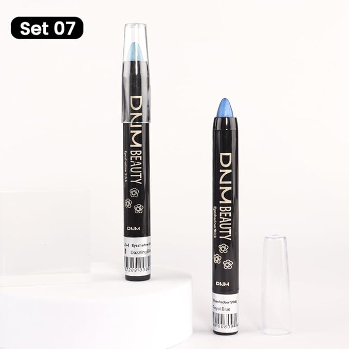 Kaely 2Pcs Bright Blue Eyeshadow Stick for Older Women, Metallic Shimmer Glitter Cream Eye Shadow Pencil Crayon, Light Blue Eyeliner Waterproof Halloween Makeup, 11+13-Velvo Beauty