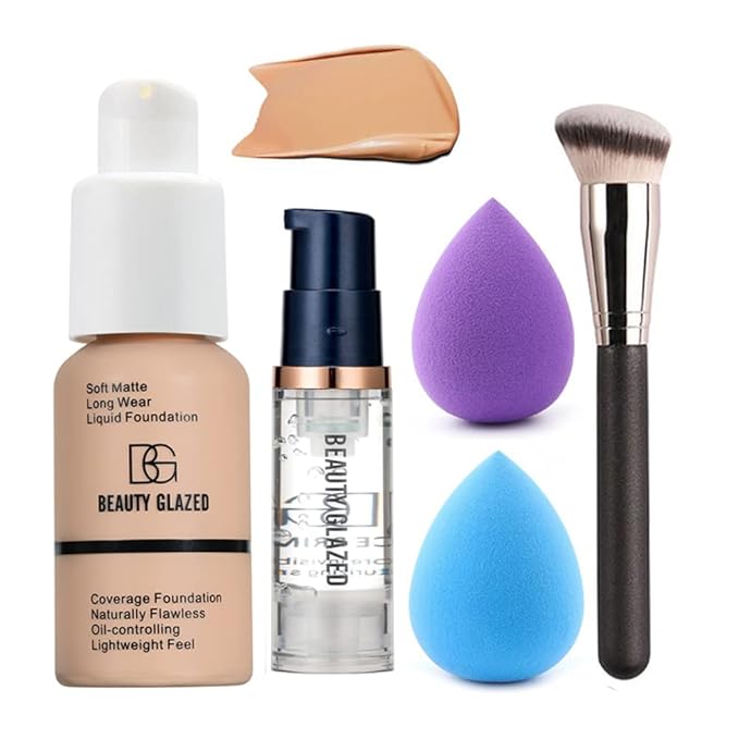 All in One Makeup Kit For Girls 12 Colors Naked Matte Eyeshadow Palette, Foundation Face Primer, Makeup Brush, Makeup Sponge, Eyebrow Soap Kit, Lipstick Set, Winged Eyeliner Stamp Makeup Set (SetE)-Velvo Beauty