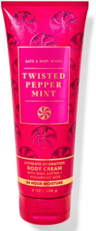 Bath & Body Works - 3 Piece Bundle - Spray - Body Cream - Shower Gel - Full Size and Gift Bag HELLO GORGEOUS (Twisted Peppermint)-Velvo Beauty