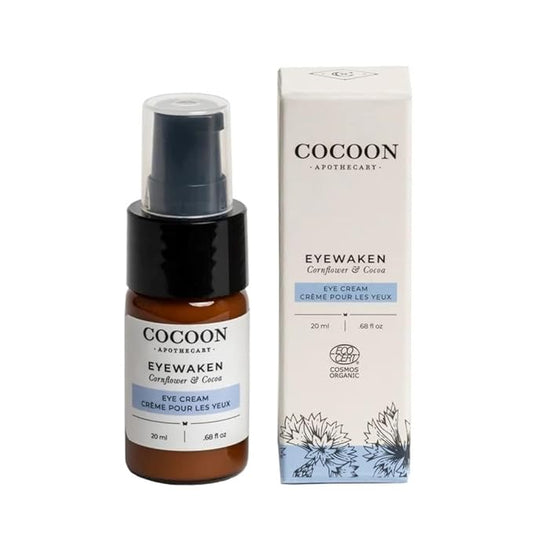 Eyewaken Eye Cream, Ecocert Cosmos Organic, Smooth Fine Lines, Firm + Protect, Cornflower, Cocoa, Argan Oil, Grapeseed Oil, Almond Oil, 0.68 fl oz-Velvo Beauty