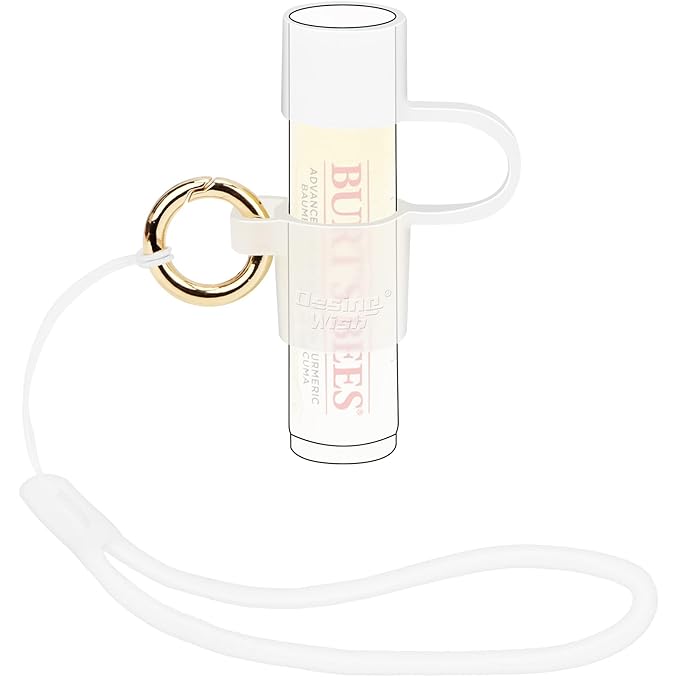 Desing Wish Silicone Lip Balm Holder with Cap Cover Portable Chapstick Holder Keychain Sleeve Lip Balm Key Chain with Key Ring and Wrist Strap Lanyard - Transparent-Velvo Beauty