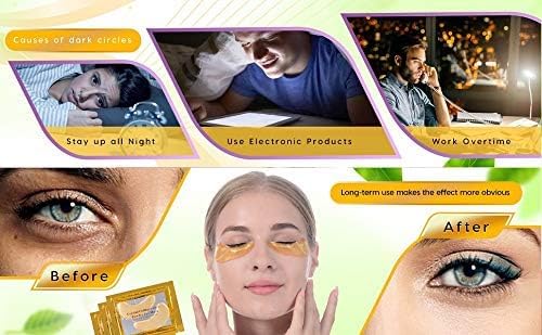 48Pcs/24Pairs 24K Gold Gel Crystal Collagen Eye Pads, Under Eye Mask for Moisturizing, Fine Lines, Dark Circles& Puffy Eyes Under Eye Patches-Velvo Beauty
