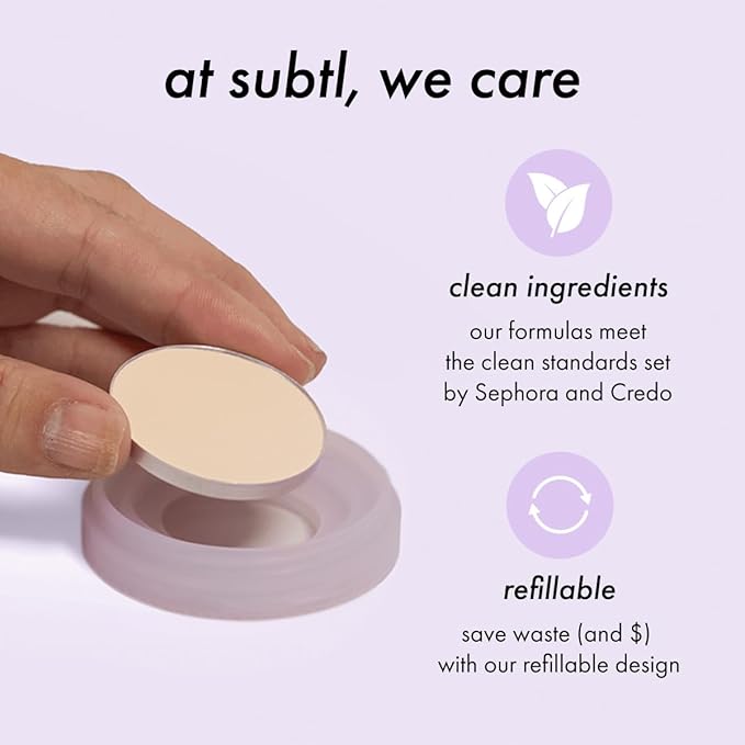 Subtl Beauty 4-in-1 travel makeup kit by subtl staks | eyeshadow duo, shine control powder, cream highlighter, lip and cheek | includes mirror lid and mini brush | stackable makeup designed for travel-Velvo Beauty