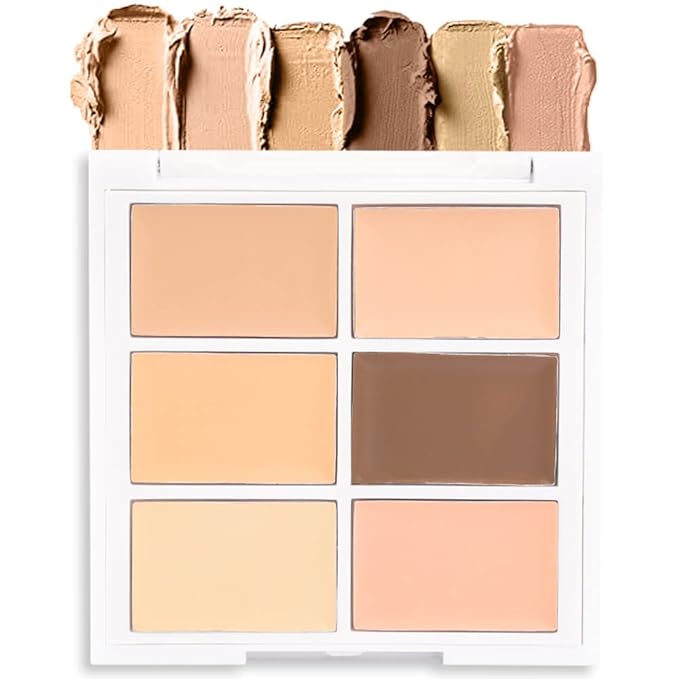 Pro 6 Color Correcting Concealer Palette Light Medium Cream Contouring Makeup for Corrects Dark Circles Red Marks Scars.Beige Creamy Concealer for Mature Skin.Longwear&Waterproof (Netural)-Velvo Beauty