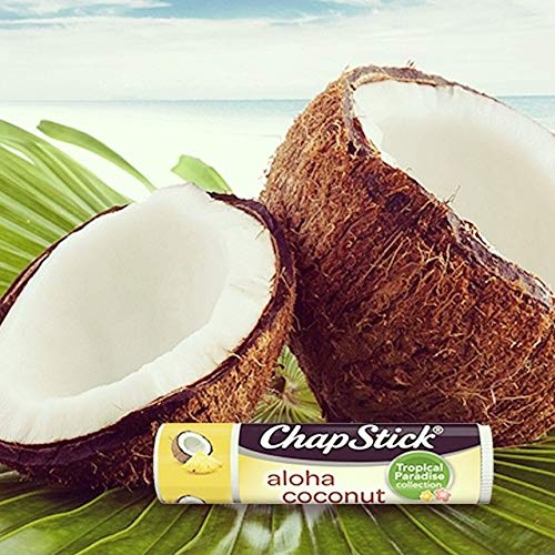 Chapstick Limited Edition Tropical Paradise Collection Aloha Coconut Flavored Skin Protectant Lip Balm Tube - Great for Moisturizing & Hydrating Chapped, Cracked, Dry Lips â€“ 0.15oz Each, 12 Sticks-Velvo Beauty