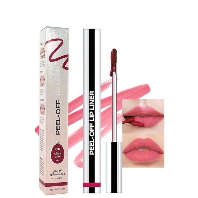 Matte Liquid Lip Stain Peel Off Lip Liner Tattoo - Pinkish Red, Waterproof Smudge-Proof Lip Gloss, Long-Lasting Non-Stick Cup Formula, Natural Peel Off Design for All Skin Types #6-Velvo Beauty