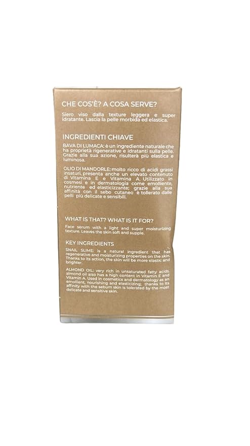 Siero Occhi e Labbra ala Bava di Lumaca e Olio di Mandorle with Snail Slime and Almond Oil for All Skin Types, 30 ml (Fl Oz 1.0) 1 unit - Made in Italy [italian import].-Velvo Beauty