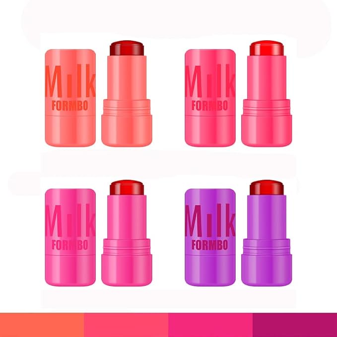 Cooling Water Jelly Tint Blush Makeup Blush Stick 3-in-1 Lip and Cheek Tint Stain Jelly Blush Multi-use Clear Glossy Gel Blush,0.18 Oz (4 Colors, 0.18 Oz)-Velvo Beauty