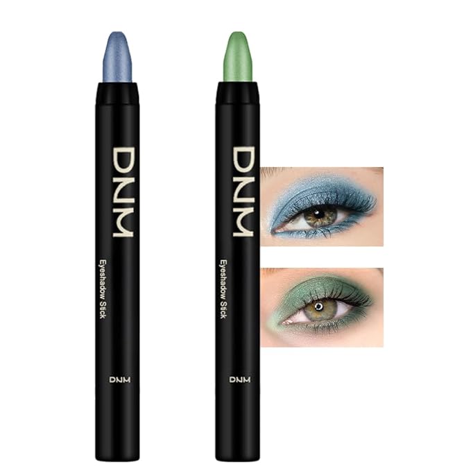 Kaely 2Pcs Cream Eyeshadow Stick Set for Eyes,Sky Blue & Greenish Cyan Shimmer Pen,Eye Brightener Halloween Makeup,sombras para ojos,Smooth Eye Shadow Highlighter Crayon Pencil Waterproof,10+12-Velvo Beauty