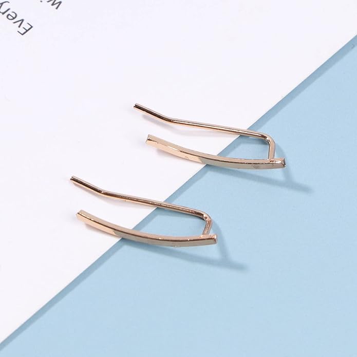 Boho Bar Ear Climber Earrings Gold Stick Studs Earrings Bar Ear Crawler Earrings Geometric Minimalist Earrings Jewelry for Women and Girls-Velvo Beauty