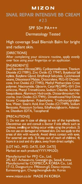 MIZON Snail Repair Blemish Balm, Multifunctional BB Cream with Snail Mucus Filtrate, Skin Care and Makeup Coverage, Strenghtens Skin Elasticity, Improves Fine Wrinkles (#23)-Velvo Beauty