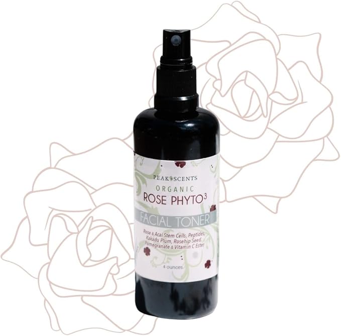 Organic Phyto³ Rose Water Facial Toner Spray - Pure Rosewater for Face, with Acaí and Herbal Extracts - Eco-Friendly and Vegan - Hydrating Rose Water Organic Face Spray (4 oz)-Velvo Beauty