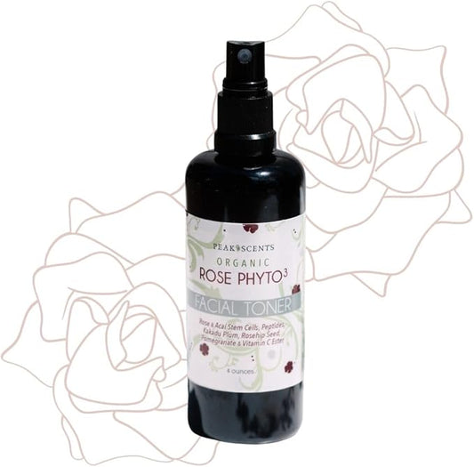 Organic Phyto³ Rose Water Facial Toner Spray - Pure Rosewater for Face, with Acaí and Herbal Extracts - Eco-Friendly and Vegan - Hydrating Rose Water Organic Face Spray (4 oz)-Velvo Beauty