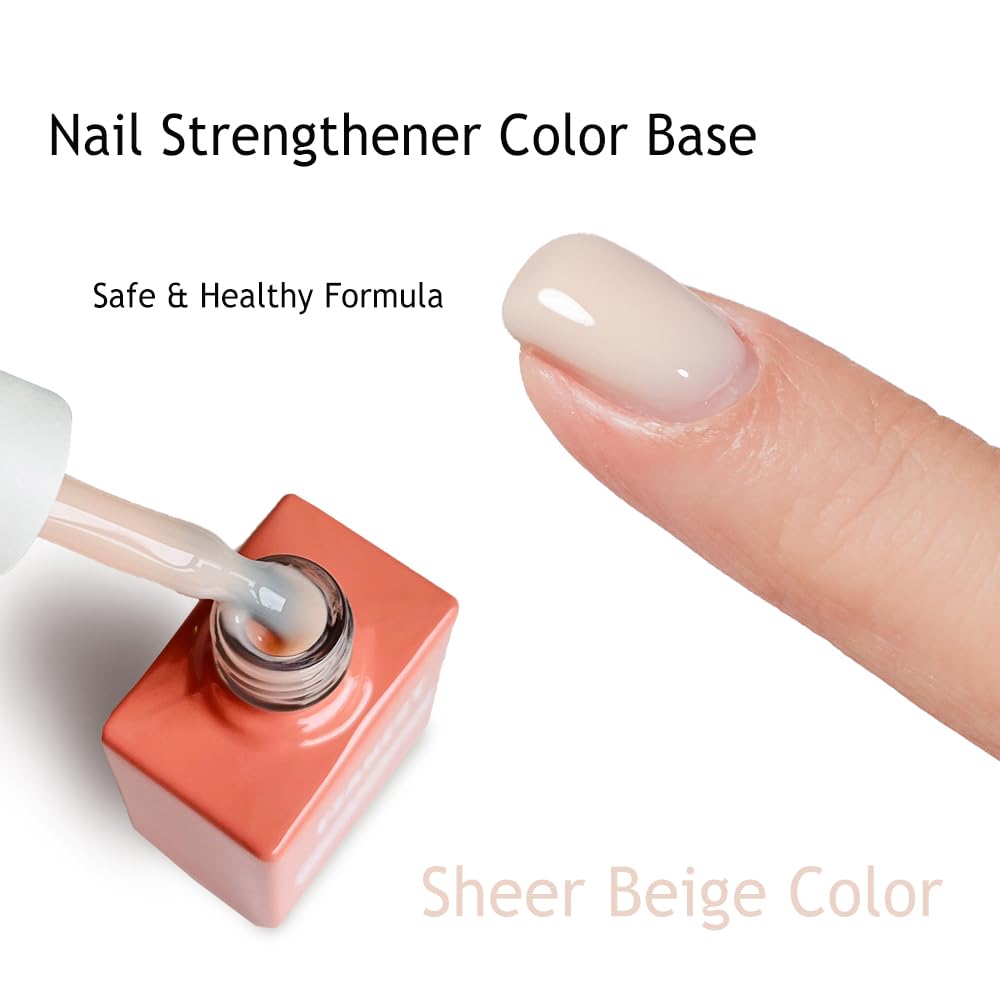 FZANEST Rubber Base Gel Polih Nude Color 6 in 1 Jelly Sheer Beige Builder Gel Thick Base Coat For Nail Strengthener Structure Extension Repair-Velvo Beauty