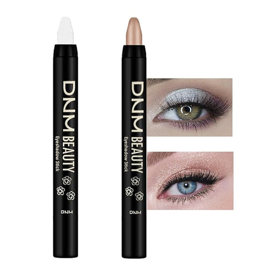 Kaely 2Pcs Cream Eyeshadow Stick Set for Eyes,Pearl White & Mocha Beige Shimmer Pen,Eye Brightener Halloween Makeup,sombras para ojos,Smooth Eye Shadow Highlighter Crayon Pencil Waterproof,01+14-Velvo Beauty