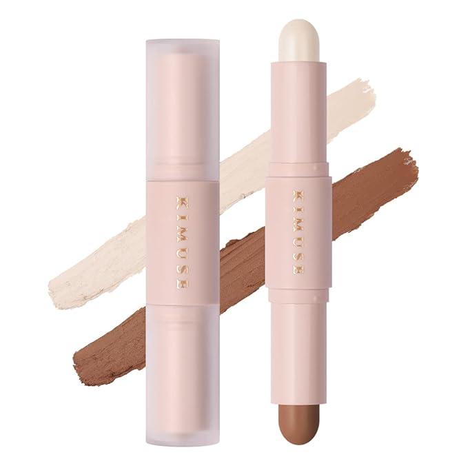 KIMUSE 2 Color Dual Cream Contour Stick, Highlight & Contour Bronzer Stick, Long Lasting & Waterproof Contour Sticks Kit for Light Skin Face Makeup-Velvo Beauty