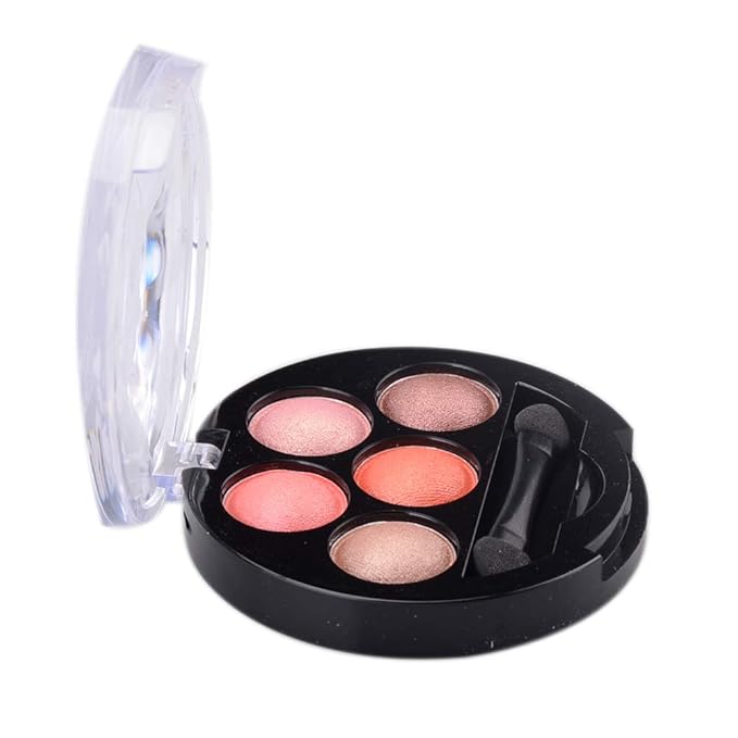 Mallofusa 5 Colors Eye Shadow Palette Powder Metallic Shimmer Eyeshadow Palette (Romantic Pink) 4.7oz-Velvo Beauty