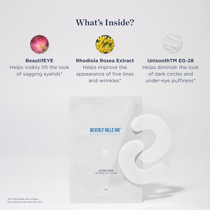 Ultra Firm Lifting Eye Mask- Visibly Lift, Tighten, Contour Eye Area for Wrinkles, Dark Circles- Skin Smoothing & Brightening- Visibly Reduce Signs of Aging w/Rhodiola Rosea Extract-Velvo Beauty