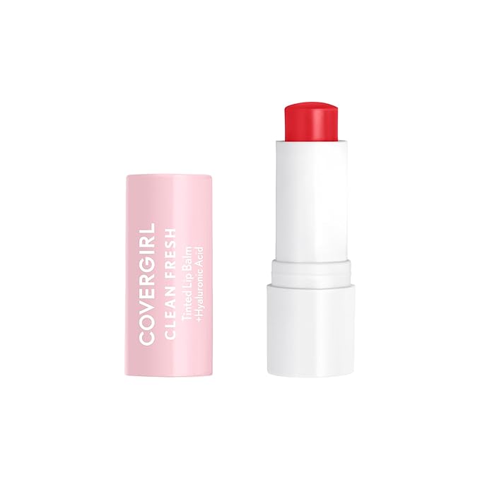 CoverGirl Clean Fresh Tinted Lip Balm, Vegan Formula, Hydrating, Natural Finish, Cruelty Free, You're the Pom, 1 Count-Velvo Beauty
