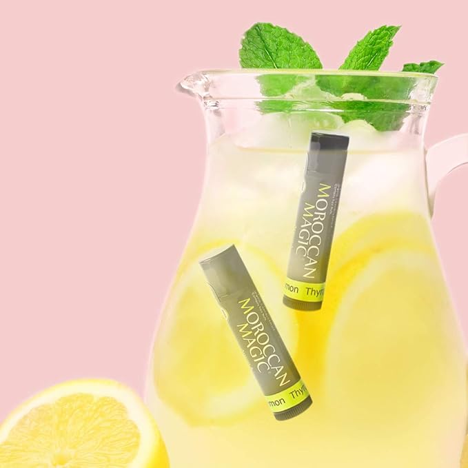 Moroccan Magic Organic Lemon Thyme Lip Balm 3 Pack | Ultra-Hydrating Argan & Essential Oil Lip Moisturizer + Vitamin E | Natural Chapstick for Dry Lips | Smooth, Non-Toxic | Organic Lip Balm-Velvo Beauty