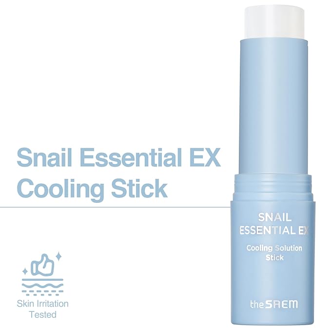 THESAEM Snail Essential EX Cooling Solution Stick Balm – Under Eye Depuffing & Soothing – Face & Eye Serum Treatment – With Snail Collagen & Aquaxyl for Moist Glow, 0.38oz.-Velvo Beauty
