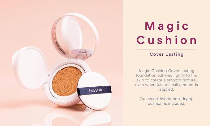 MISSHA Magic Cushion Foundation No.21 Light Beige for Bright Skin - Flawless Coverage,Dewy Finish,Easy Application for All Skin Types-Velvo Beauty