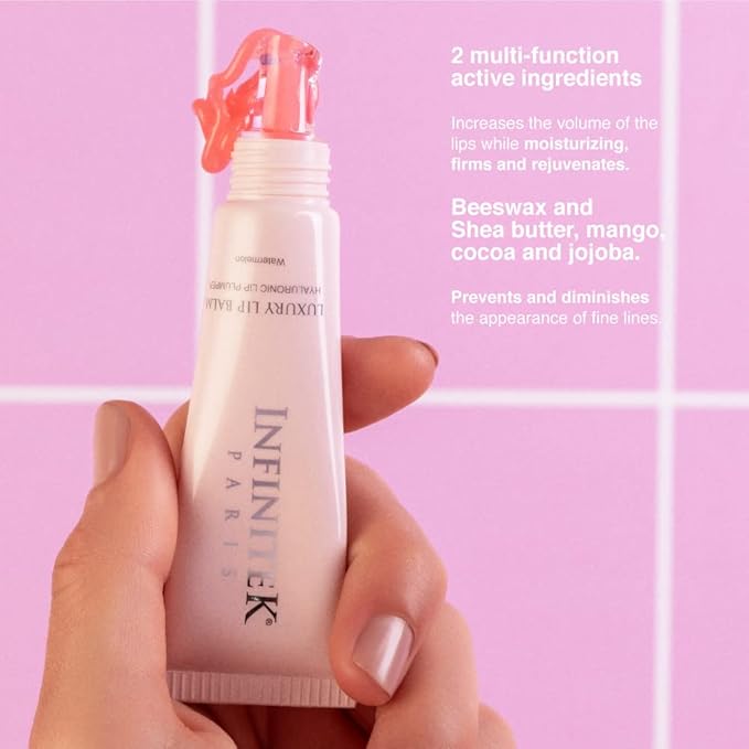 Infinitek Paris Luxury Lip Balm with Hyaluronic Acid - Hydrating Lip Gloss Plumper, Volumizing Tinted Lip Balm Makeup, Plumping Lip Gloss to Nourish & Repair Damaged Lips, 0.33 oz / 9.35 g-Velvo Beauty
