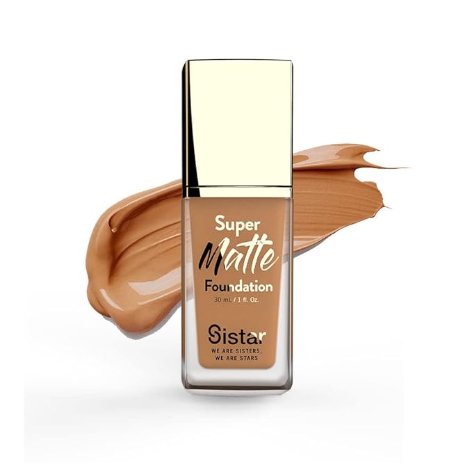 Sistar Super Matte Foundation Perfecting Liquid Foundation Full Coverage Control Shine Weightless Longwearing 30 mL / 1 fl. oz. (Almond)-Velvo Beauty