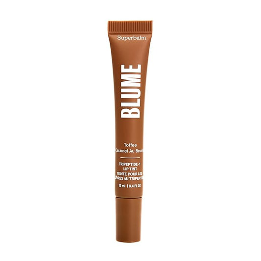 Blume Tri-Peptide Toffee Soft Brown Tinted Lip Balm - Superbalm Lip Moisturizer with Shea Butter and Squalane to Deeply Hydrate & Heal Dry, Cracked Lips - Cruelty Free & Vegan Lip Plumper (0.4 Fl Oz)-Velvo Beauty