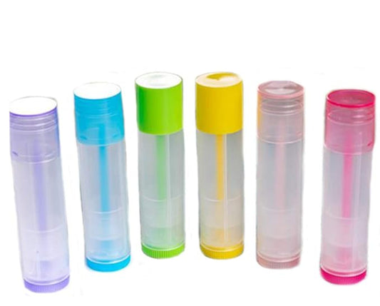 5ml 50 Pcs Empty Clear Lip Balm Tubes Containers with Twist Bottom and Multi Color Caps for Making Lip Balm,DIY Cosmetic Tubes-Velvo Beauty