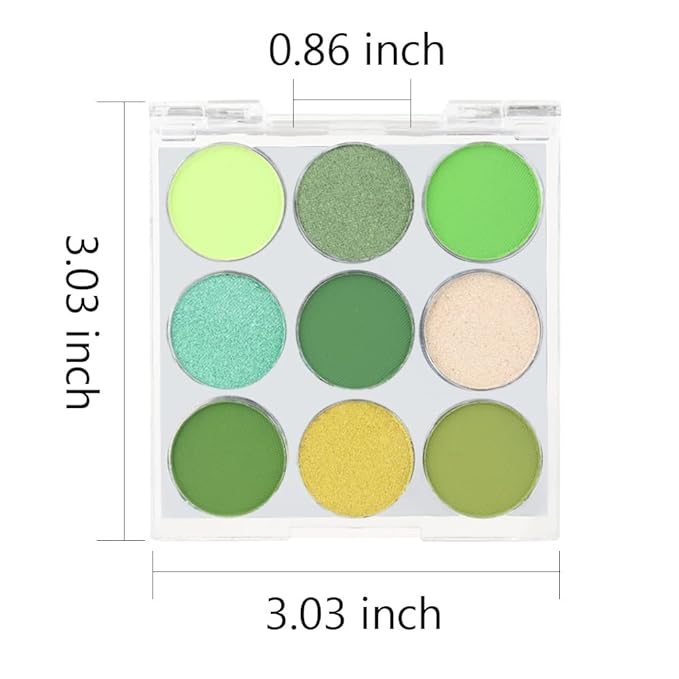 9 Colors Shimmer Matte Green Eyeshadow Palette. Highly Pigmented Light Green Eyeshadow Dark Green Eye shadow Paleta.Blendability Shiny Matte Green Makeup Powder Palet.paleta de sombras de ojos verdes-Velvo Beauty