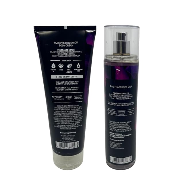 Bath & Body Works DARK KISS 2-piece Gift Set with a Red Bow for Holidays & Gifts - Fine Fragrance Mist & Ultimate Hydration Body Cream-Velvo Beauty