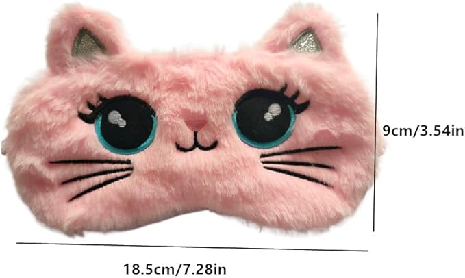 Cute Soft Plush Cat Sleeping Mask for Women Girls, Cute Animal Sleep Eye Cover Mask Eye Funny Blindfold Eyeshade for Night Nap Travel (Pink)-Velvo Beauty