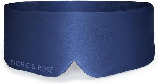 Dore & Rose Deep Sleep Mask Light Blocking, 23 Momme Mulberry Silk Eye Mask, Ultra Soft, Adjustable - Travel Sleeping Mask for Men & Women - Dark Blue-Velvo Beauty