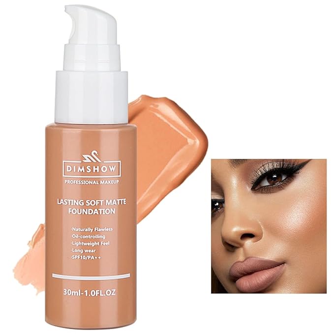 Flawless Matte Liquid Foundation Makeup, Vegan & Cruelty-Free, Liquid Oil-Free Foundation Face Makeup for Combination & Oily Skin, Longwear Medium-Full Coverage (10, 30ml)-Velvo Beauty