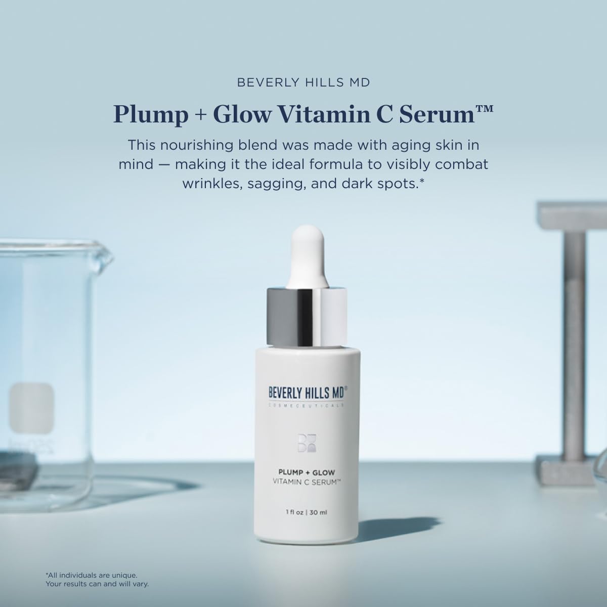 Beverly Hills MD Plump + Glow Vitamin C Serum for Aging Skin- Plumping Anti Wrinkle Lines Formula - Smooth, Firm, Brighten Skin w/Kakadu Plum, Niacinamide, Pomegranate Oil, Red Algae Extracts-Velvo Beauty