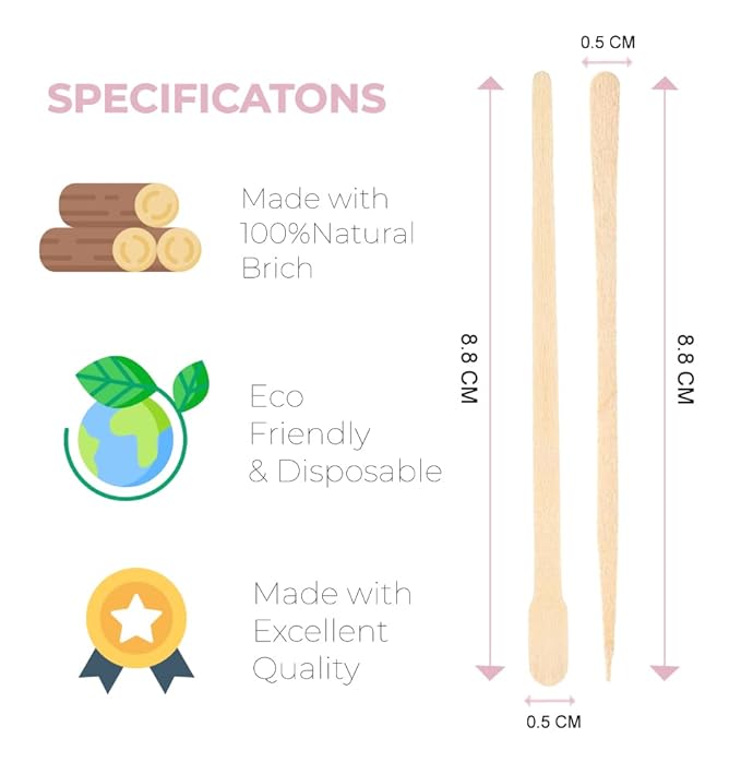 Mibly 1000 Pcs Wooden Wax Sticks - Eyebrow, Lip, Nose Small Waxing Applicator Sticks for Hair Removal and Smooth Skin - Spa and Home Usage-Velvo Beauty