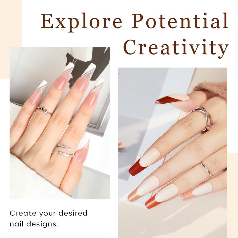 Modelones Long Coffin Nail Tips - 500Pcs Pre-shaped Half Matte Full Cover Fake Nails Gel Tips Acrylic Press on Manicure Extension DIY 10 Sizes-Velvo Beauty