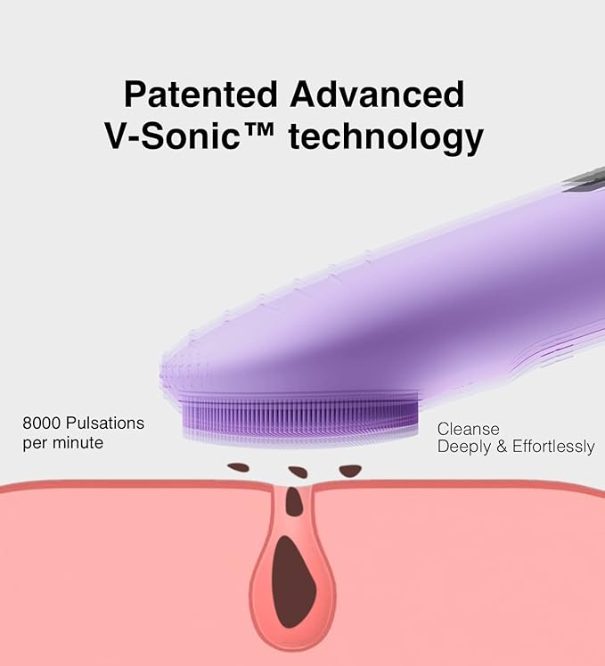 NgraCoola CLIE Facial Cleansing Brush - Waterproof & Rechargeable Face Scrubber for Men & Women, Cleansing, Exfoliating & Massaging - Violet-Velvo Beauty