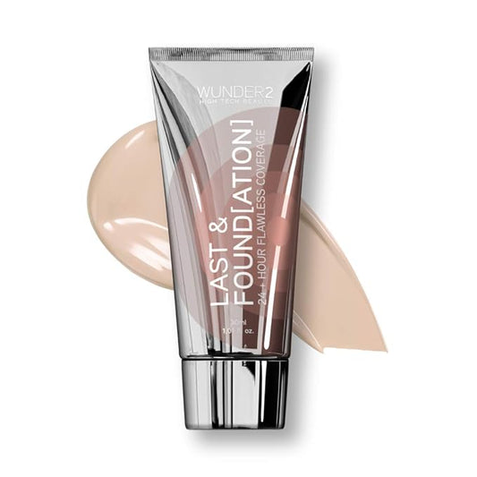 WUNDERBROW Full Coverage Foundation, Last & Found[ation] – Buildable Full Coverage Liquid Foundation For 24+ Hours Wear – Long Lasting, Waterproof, Porcelain-Velvo Beauty