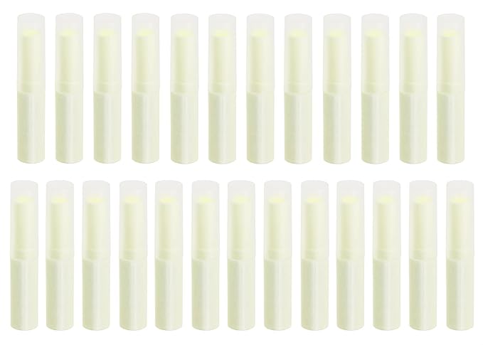 0.14oz Empty Flavored Lip Balm Container Tubes Plastic Homemade Moisturizing Lip Stick with Caps Bulk Fit for Women Adult DIY Making Supplies, 25 Count (Beige)-Velvo Beauty