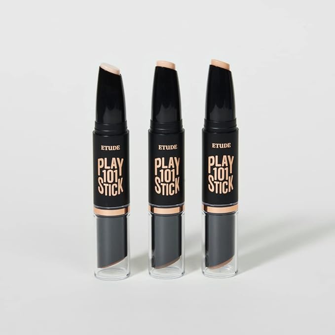 ETUDE Play 101 Stick Contour Duo #2(21AD) | Creamy Shading and Highlighter Duo for Easy Contouring Makeup | Kbeauty-Velvo Beauty