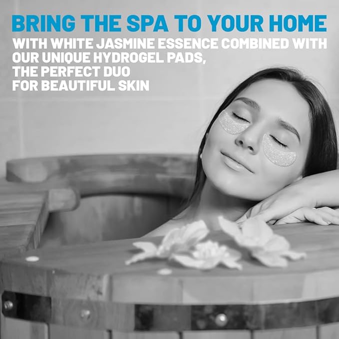 White Jasmine Eye Patches - Korean Eye Patches for Puffy Eyes - Collagen Eye Mask - Under Eye Patches Korean - Puffy Eyes and Dark Circles Treatment, Spa Masks for Women & Men - 60 pcs-Velvo Beauty