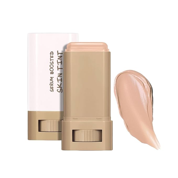Multi-Use Foundation Stick Beauty Balm Serum Boosted Skin Tint, On-The-Go Tinted Solid Serum, Lightweight and Buildable Creamy Skin Tint Stick Makeup, Natural Finish(05#)-Velvo Beauty