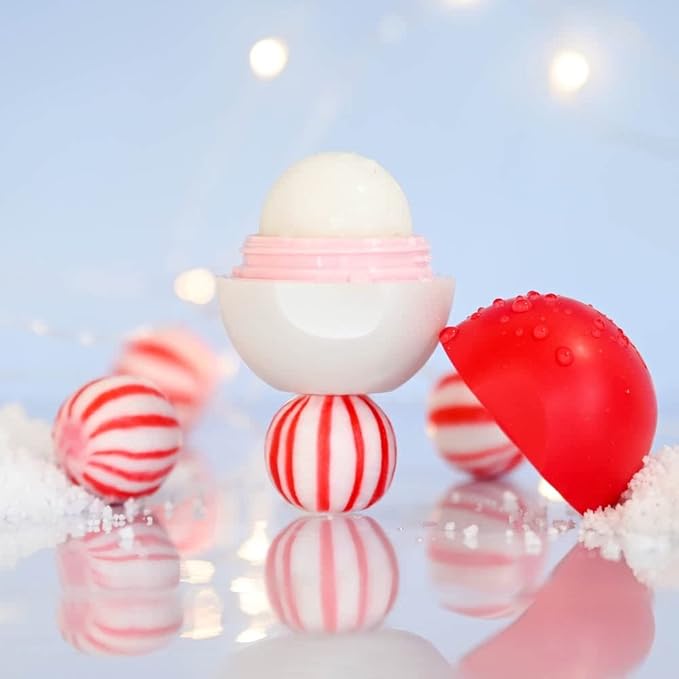 EOS Limited Edition Holiday Collection- Candy Cane Swirl Lip Balm & Vanilla Cashmere Hand Cream, 24-Hour Hydration, 2-Pack, Clear-Velvo Beauty