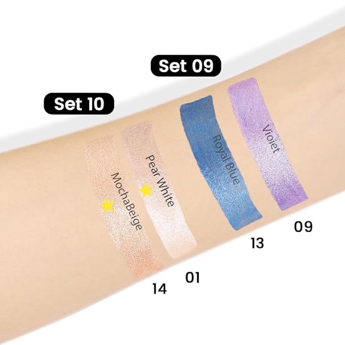 Kaely 2Pcs Cream Eyeshadow Stick Set for Eyes,Pearl White & Mocha Beige Shimmer Pen,Eye Brightener Halloween Makeup,sombras para ojos,Smooth Eye Shadow Highlighter Crayon Pencil Waterproof,01+14-Velvo Beauty