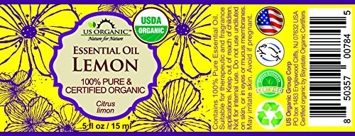 US Organic 100% Pure Lemon Essential Oil - USDA Certified Organic, Cold Pressed - W/Euro droppers (More Size Variations Available) (15 ml)-Velvo Beauty